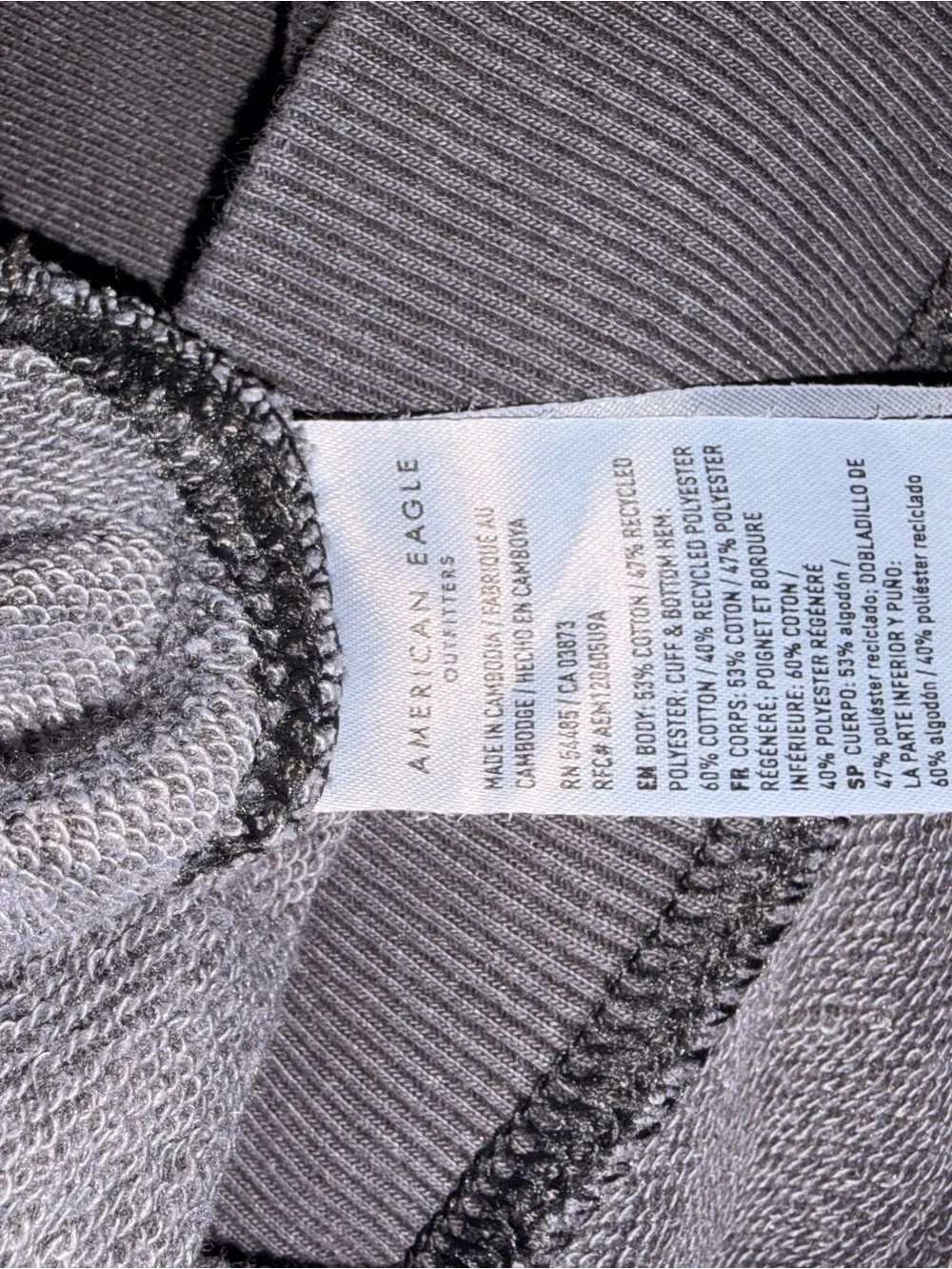 Aerie “Seriously lives in” Charcoal Cropped Crewneck Sweatshirt Sz XL